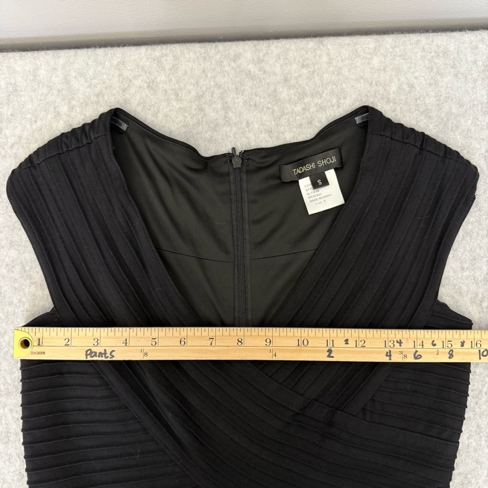 Designer Tadashi Shoji Pintuck Jersey Portrait Cocktail sz Small - Picture 10 of 13